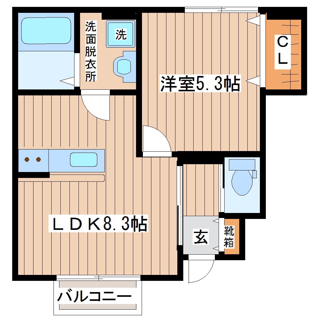 WIN SAKAE(1LDK/1階)の間取り写真