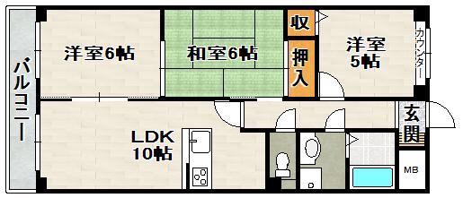 デイグラン シエル(3LDK/5階)の間取り写真