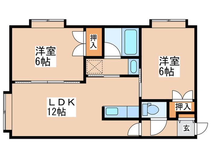 コンチネンタル山の手IIIC(2LDK/3階)の間取り写真