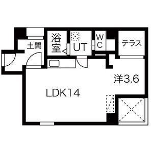 KUDO上小田井(1LDK/3階)の間取り写真