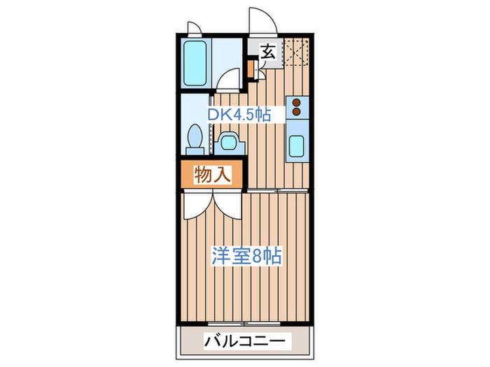 アトリエフォレスト(1DK/2階)の間取り写真
