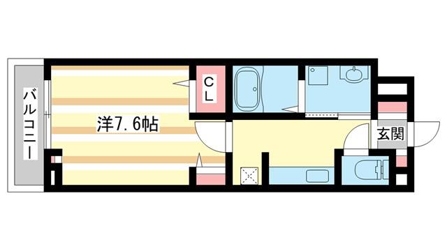 ウエストメゾン北袋I(1K/2階)の間取り写真
