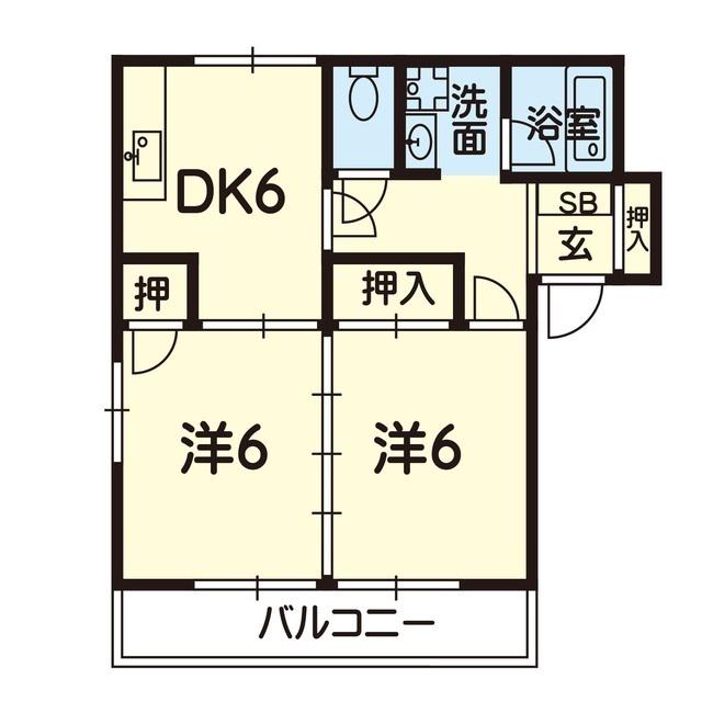 ビラ大津(2DK/2階)の間取り写真