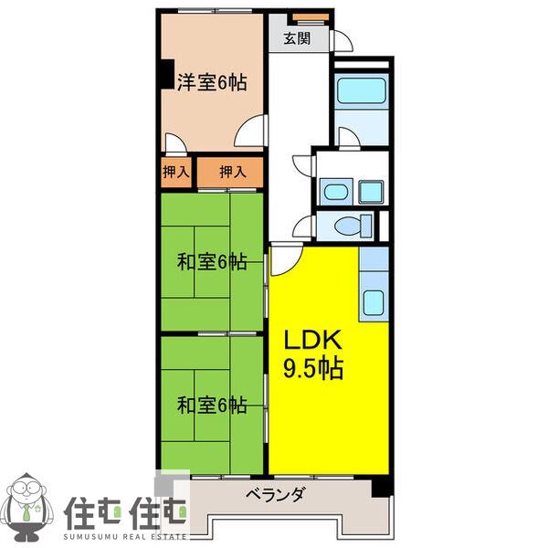 リエス豊田浄水(3LDK/8階)の間取り写真