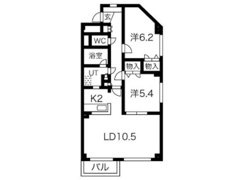 アーバンハイツ平岸II(2LDK/4階)の間取り写真