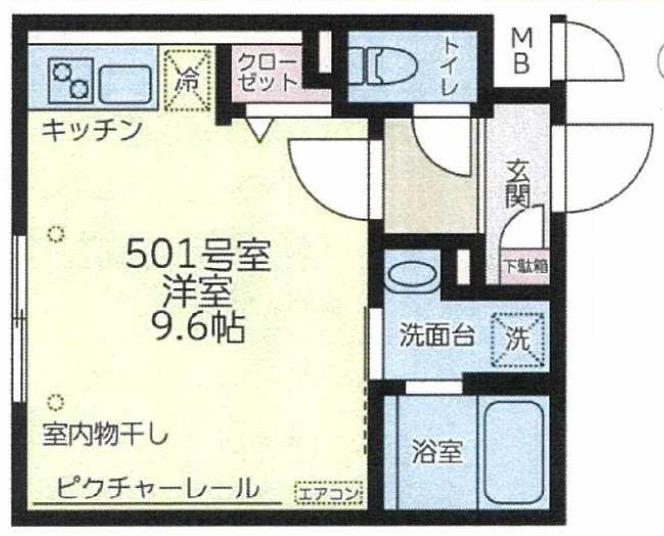 COCOCUBE日暮里公園(ワンルーム/5階)の間取り写真