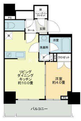 ライオンズ千代田岩本町ミレス-KDA(1LDK/12階)の間取り写真