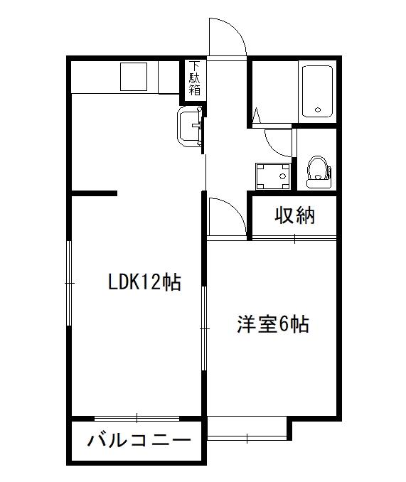 ウィンディー2(1LDK/1階)の間取り写真