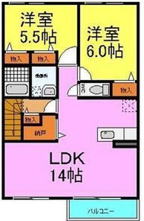 FOREST CAPE たつの A・B棟(2LDK/2階)の間取り写真
