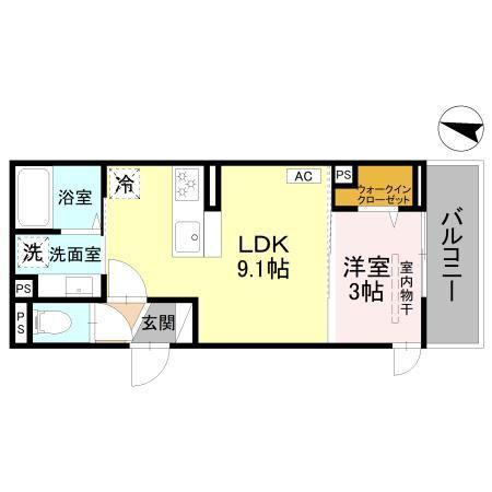 DーSERENO北野(1LDK/3階)の間取り写真
