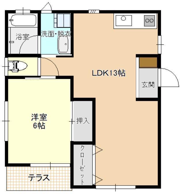 サンヒルつくば5(1LDK/1階)の間取り写真