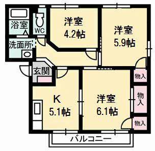 フレグランス前町(3K/2階)の間取り写真