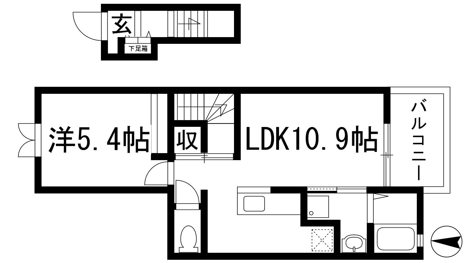 ジャルダンブルー1(1LDK/2階)の間取り写真