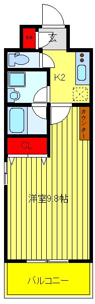 ヴェージュ・ジョーホク(1K/4階)の間取り写真