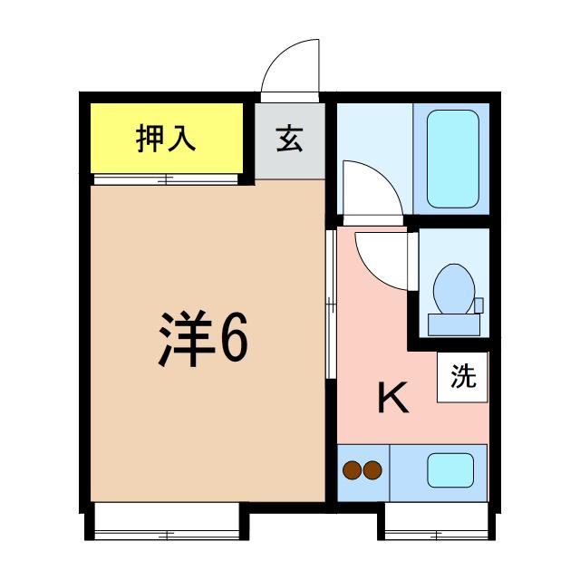 ふらッツなかよし(1K/1階)の間取り写真