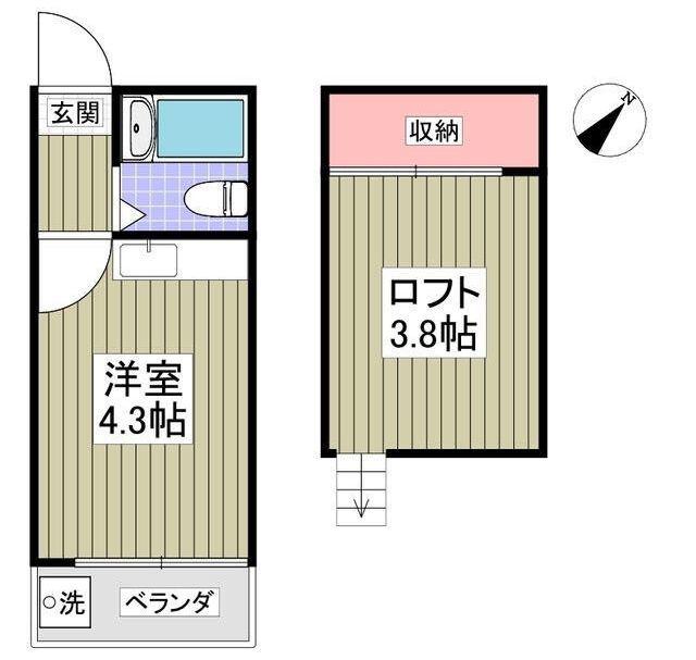 サークルワン(ワンルーム/2階)の間取り写真