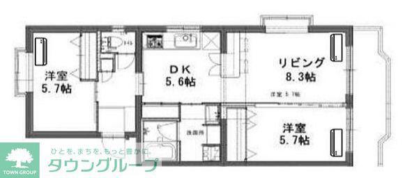 クレセール湘南(2LDK/2階)の間取り写真
