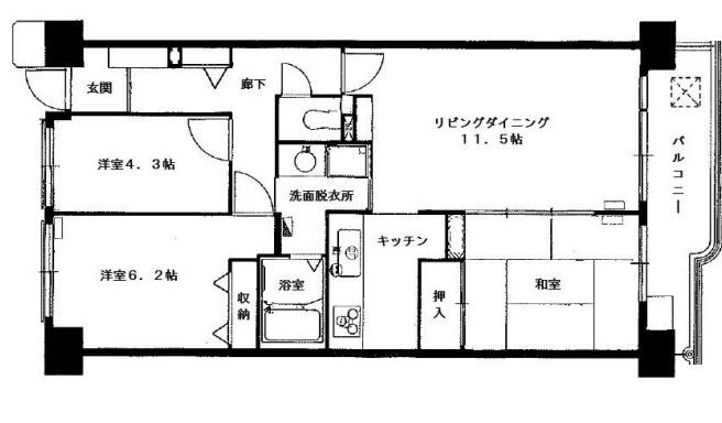 パークアベニュー秋津壱番館(3LDK/7階)の間取り写真