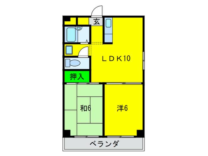 ロワーメゾン岸ノ里(2LDK/2階)の間取り写真