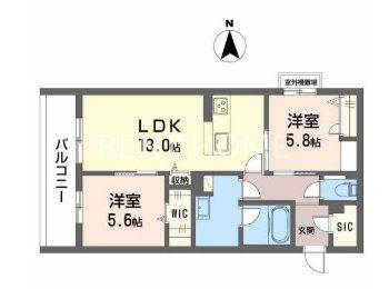 シャーメゾン グランド ビュイソン(2LDK/2階)の間取り写真