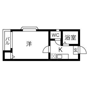 シュノンソー名古屋(1K/2階)の間取り写真