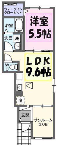 ノーヴル(1LDK/1階)の間取り写真