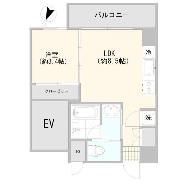 LEXIA(1LDK/4階)の間取り写真