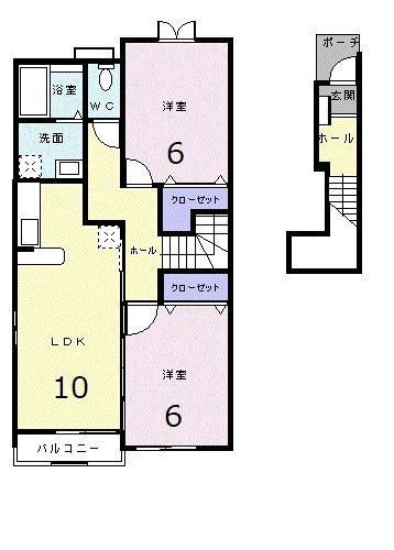 ヒルトップビューB(2LDK/2階)の間取り写真