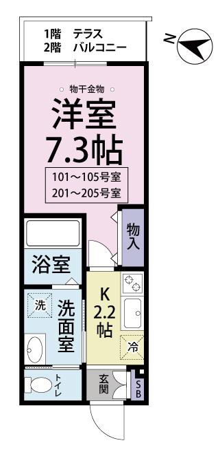 CLASKA(1K/1階)の間取り写真