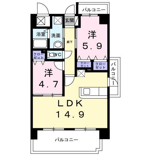 M.ETERNAL PLACE(2LDK/7階)の間取り写真