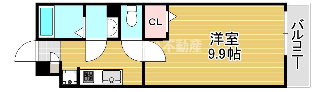 リブリおおさか鴫野(1K/3階)の間取り写真