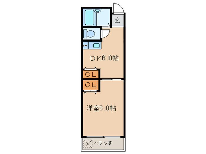 サンピエール七条(1DK/2階)の間取り写真