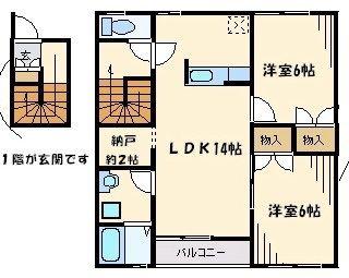 ルージュパルテール(2LDK/2階)の間取り写真