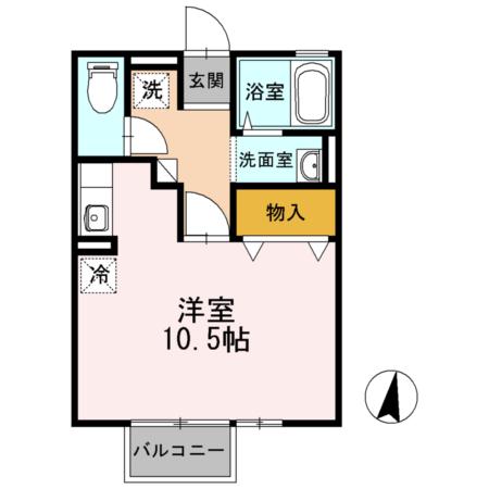 シティパル(ワンルーム/2階)の間取り写真