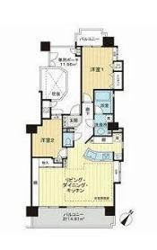 ライオンズステージ南浦和(2LDK/12階)の間取り写真