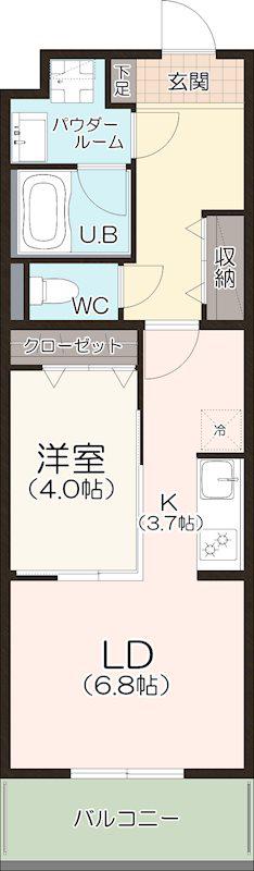 シティゼット西宮(1LDK/3階)の間取り写真