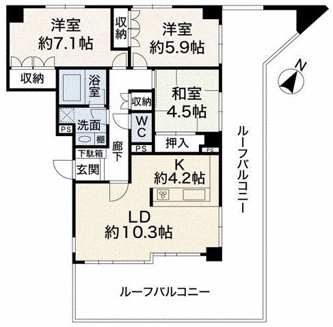 クレフ本山(3LDK/3階)の間取り写真
