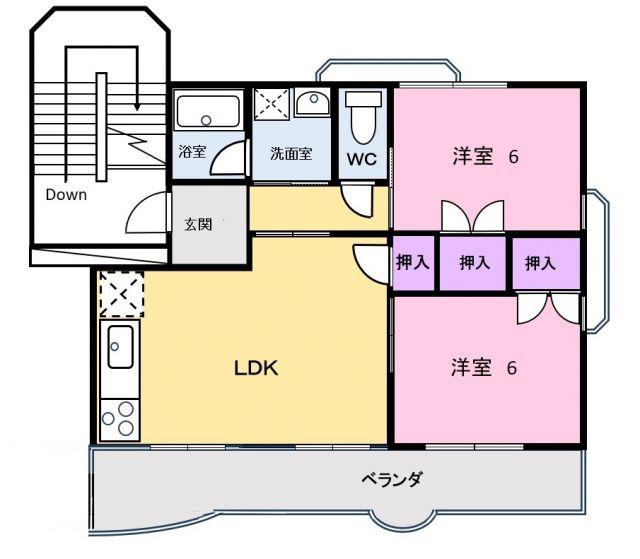 ガーデンハイムみずむかい(2LDK/2階)の間取り写真