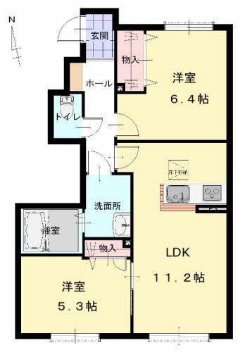アルル ガーデン(2LDK/1階)の間取り写真