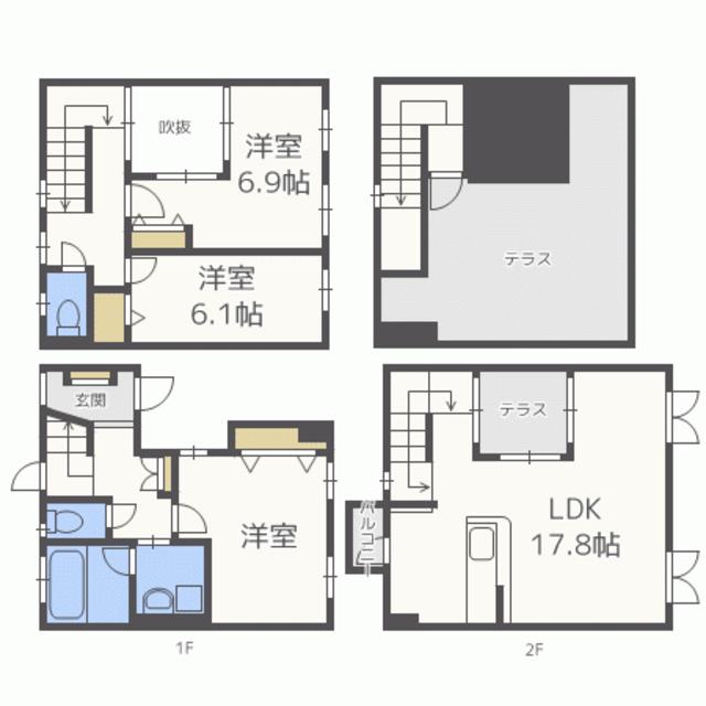 アルデ板付(3LDK/1階)の間取り写真