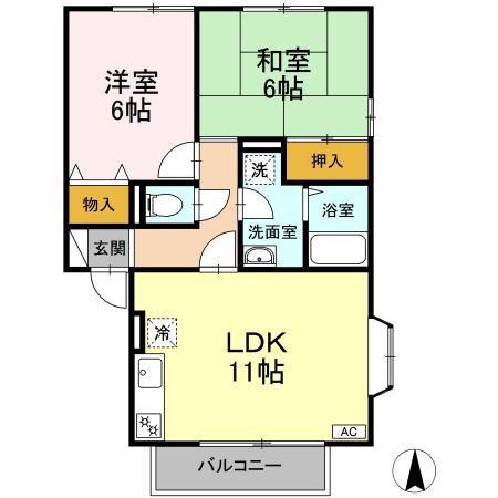マレッサパーク(2LDK/1階)の間取り写真