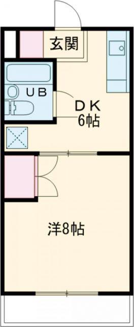 マンションカトレアI(1DK/3階)の間取り写真