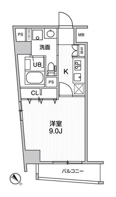 ROOTS HIGASHI NAGASAKI(1K/4階)の間取り写真