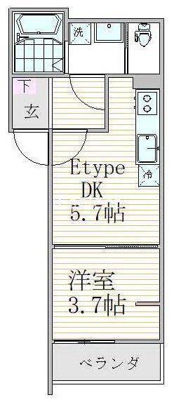 フォーサイトハイツ千葉寺(1DK/1階)の間取り写真