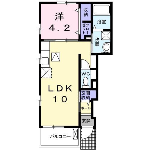 メゾン・ドリーム 本庄 II A(1LDK/1階)の間取り写真