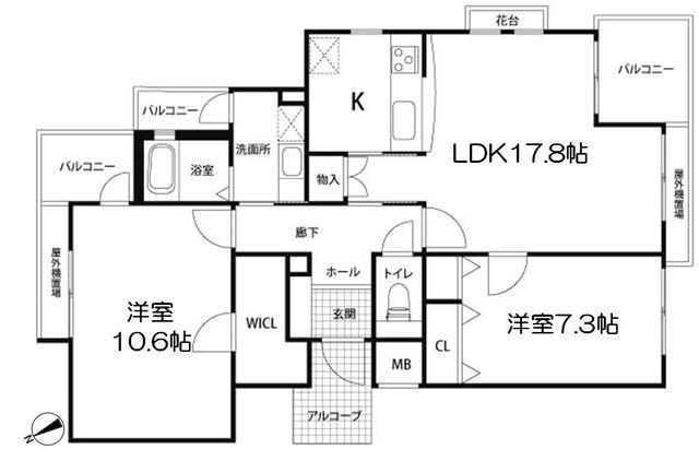 ツインコート(2LDK/1階)の間取り写真