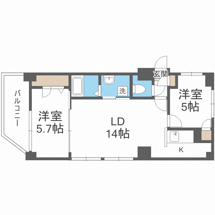 ビッグパレス中島公園(2LDK/7階)の間取り写真