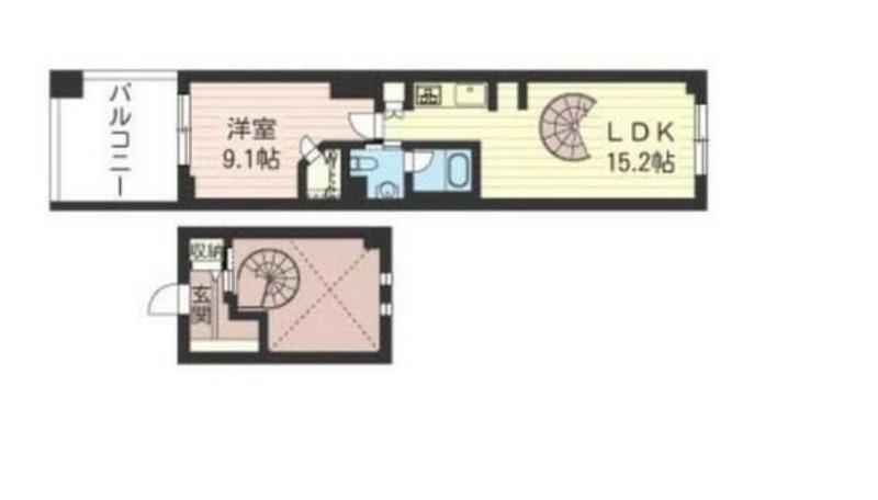 レジデンスシャルマン月島A棟(1LDK/7階)の間取り写真