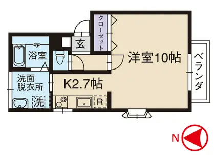 プレジールI(1K/1階)の間取り写真