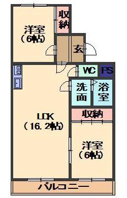 メゾンドール小島(2LDK/1階)の間取り写真